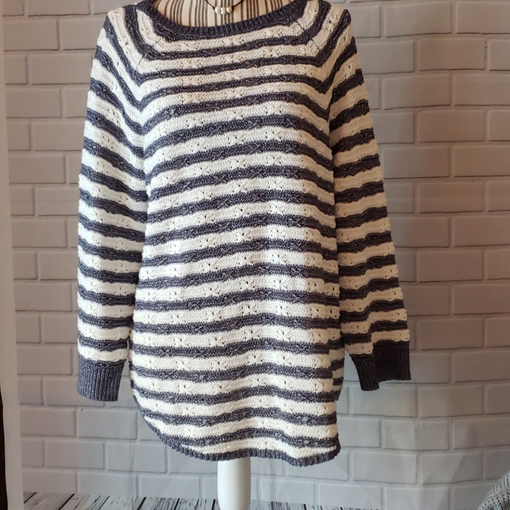 Chaps blue and white striped sweater NWT